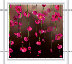 Red Flowers Mesh Fence Screen 2067